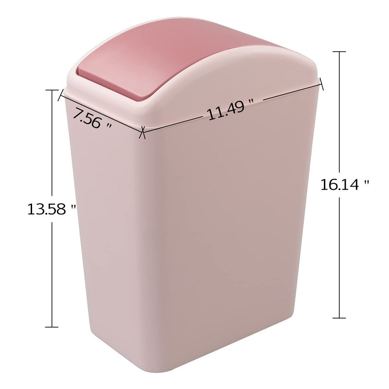 Kekow 4.5 Gallon Small Plastic Trash Can, Swing Lid Waste Can, Pink - Image 2